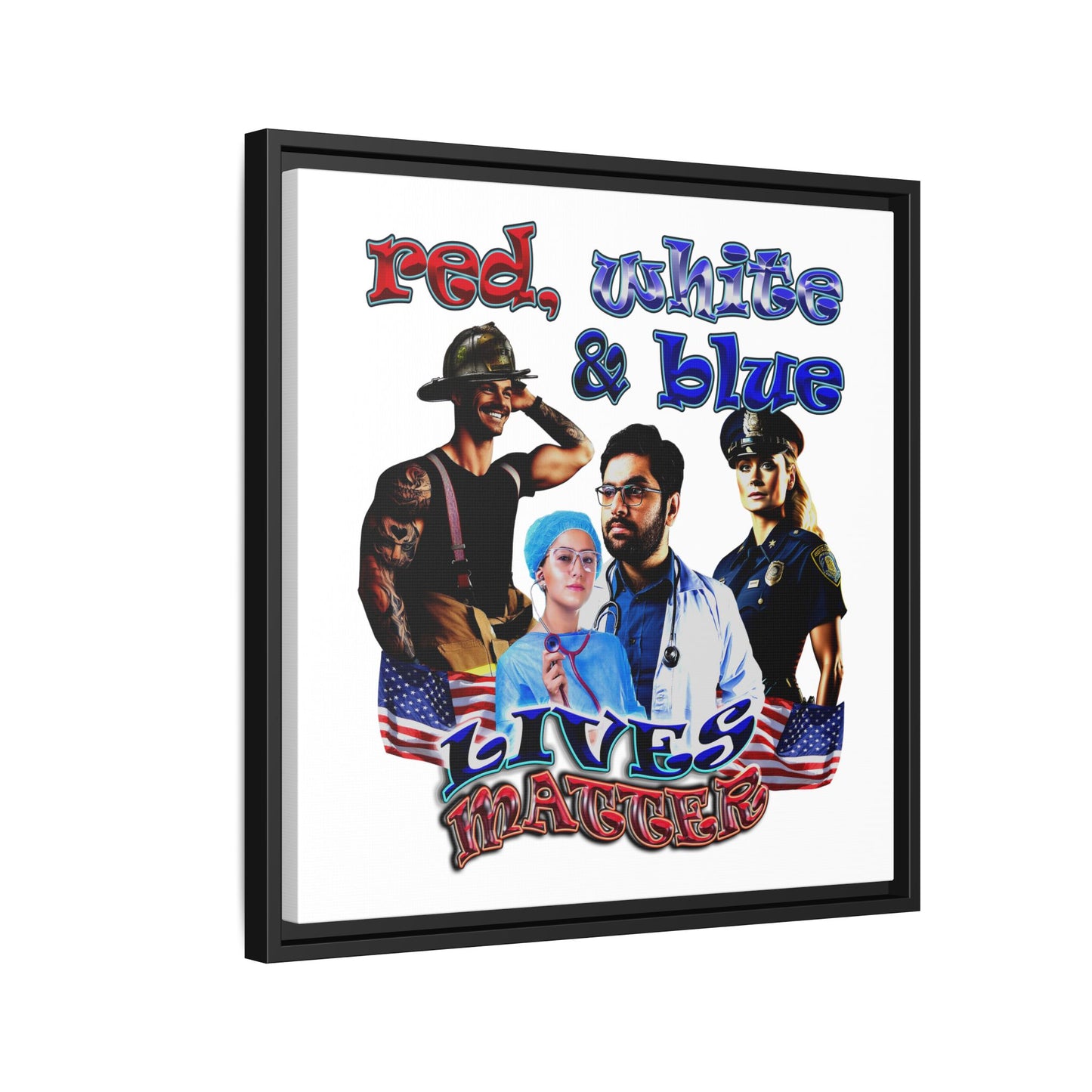 rw&b lives matter - framed canvas art (white)