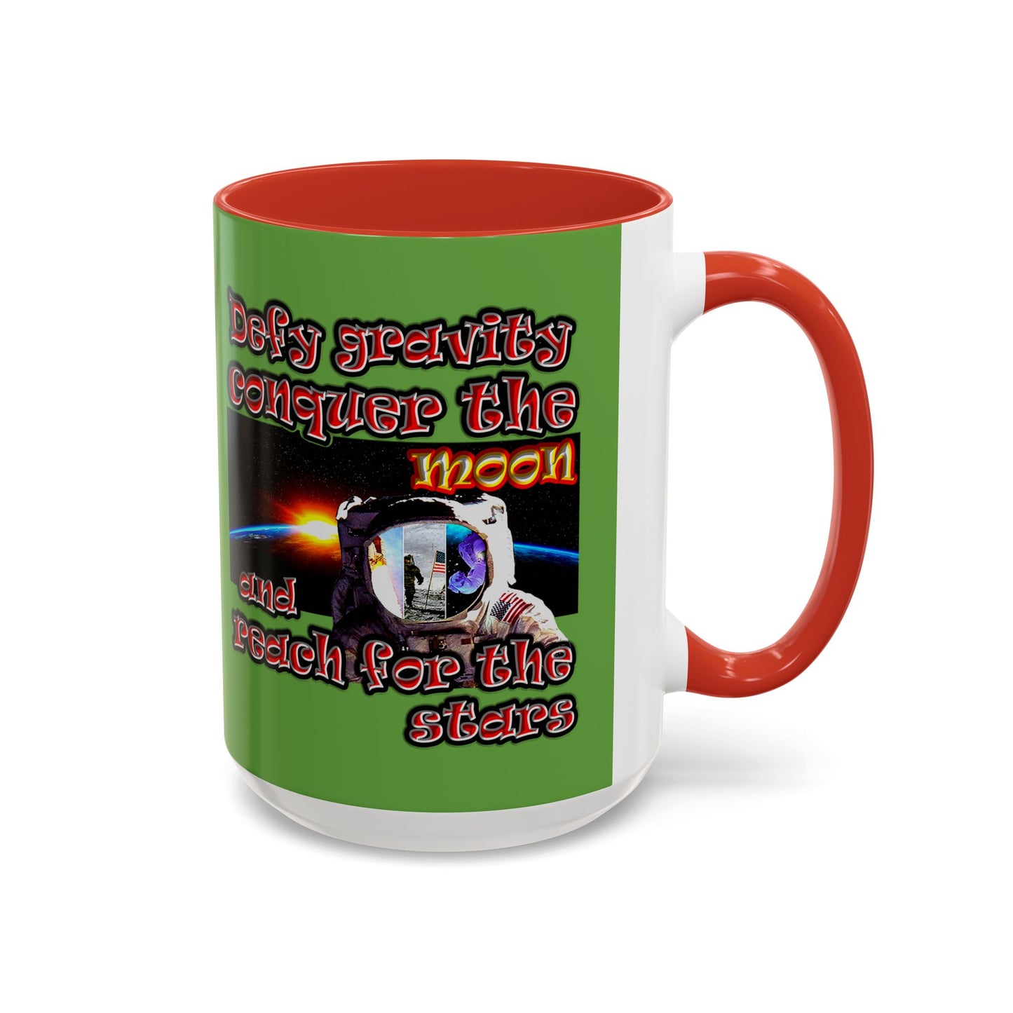 defy conquer reach - Accent Mug (green)