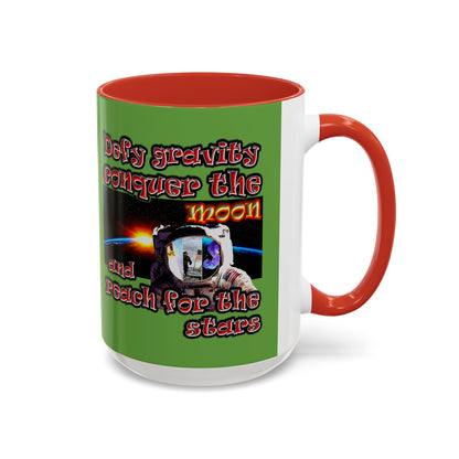 defy conquer reach - Accent Mug (green)