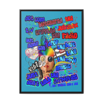 drop the beat - framed canvas art (turquoise)