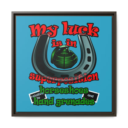my luck - framed canvas art (turquoise)