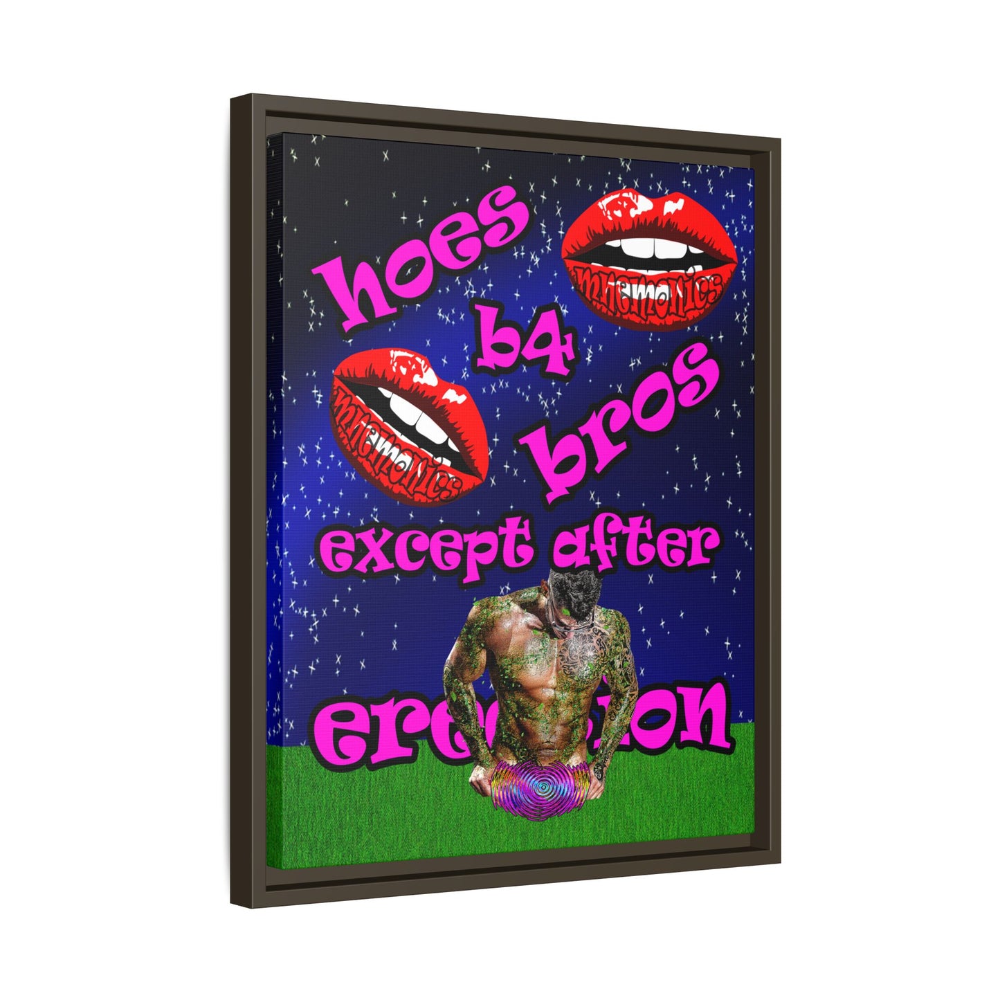 hoes b4 bros - framed canvas art ('snoops' background)