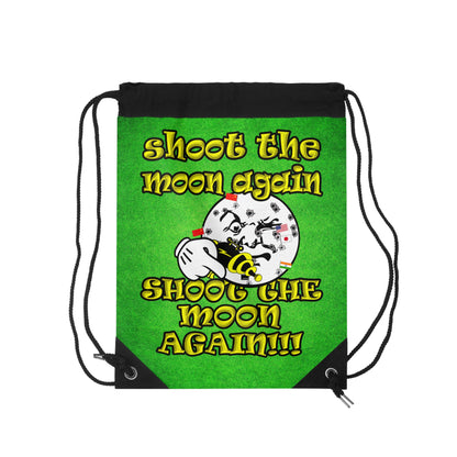 shoot the moon again - Drawstring Bag (green turf)