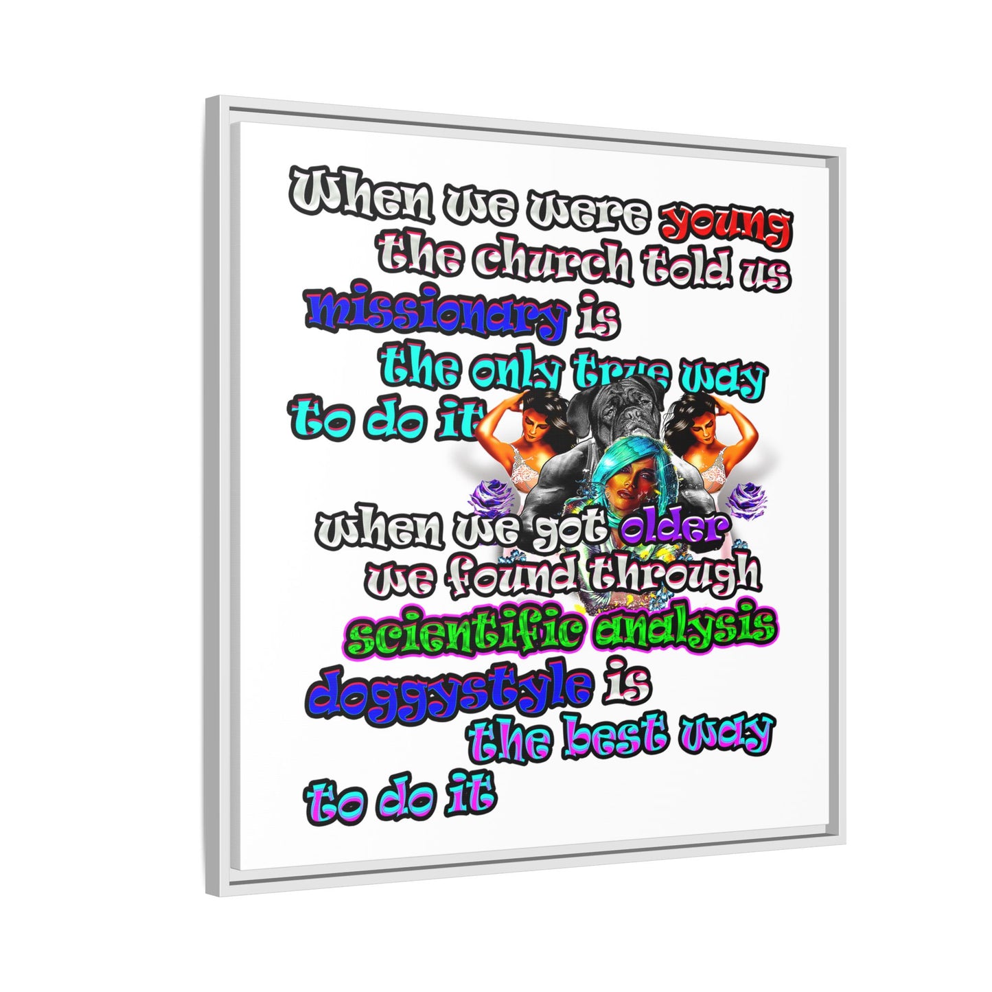 doggystyle - framed canvas art (white)