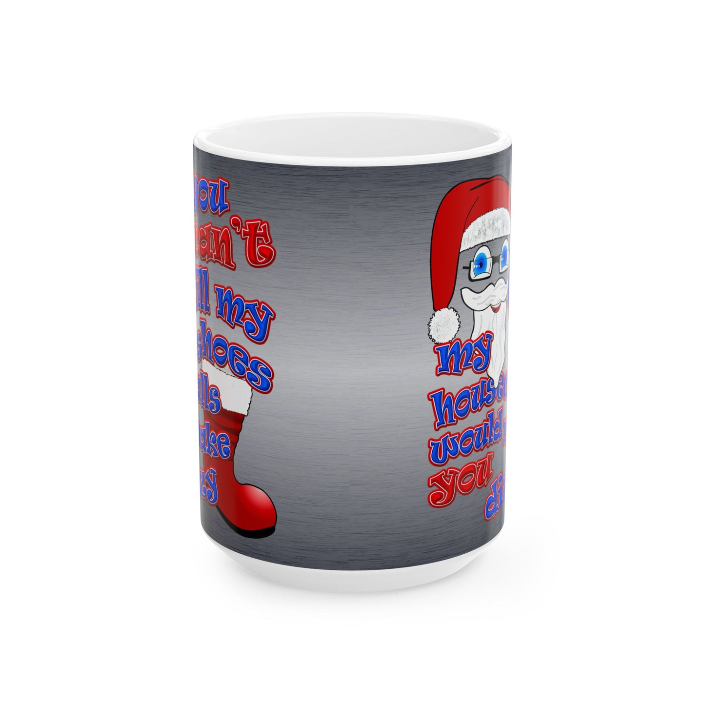 santa's shoes - White Mug (brushed nickel)