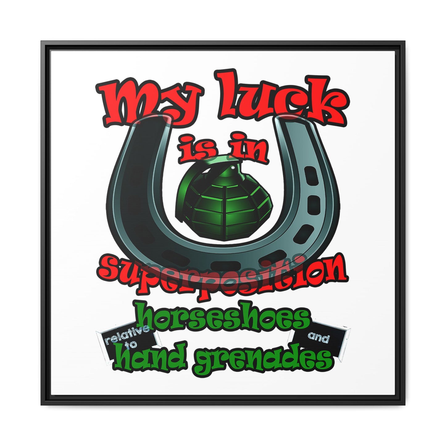 my luck - framed canvas art (white)
