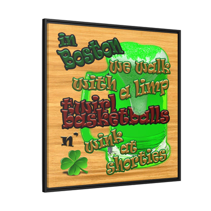 celtics logo - framed canvas art (butterscotch wood finish)