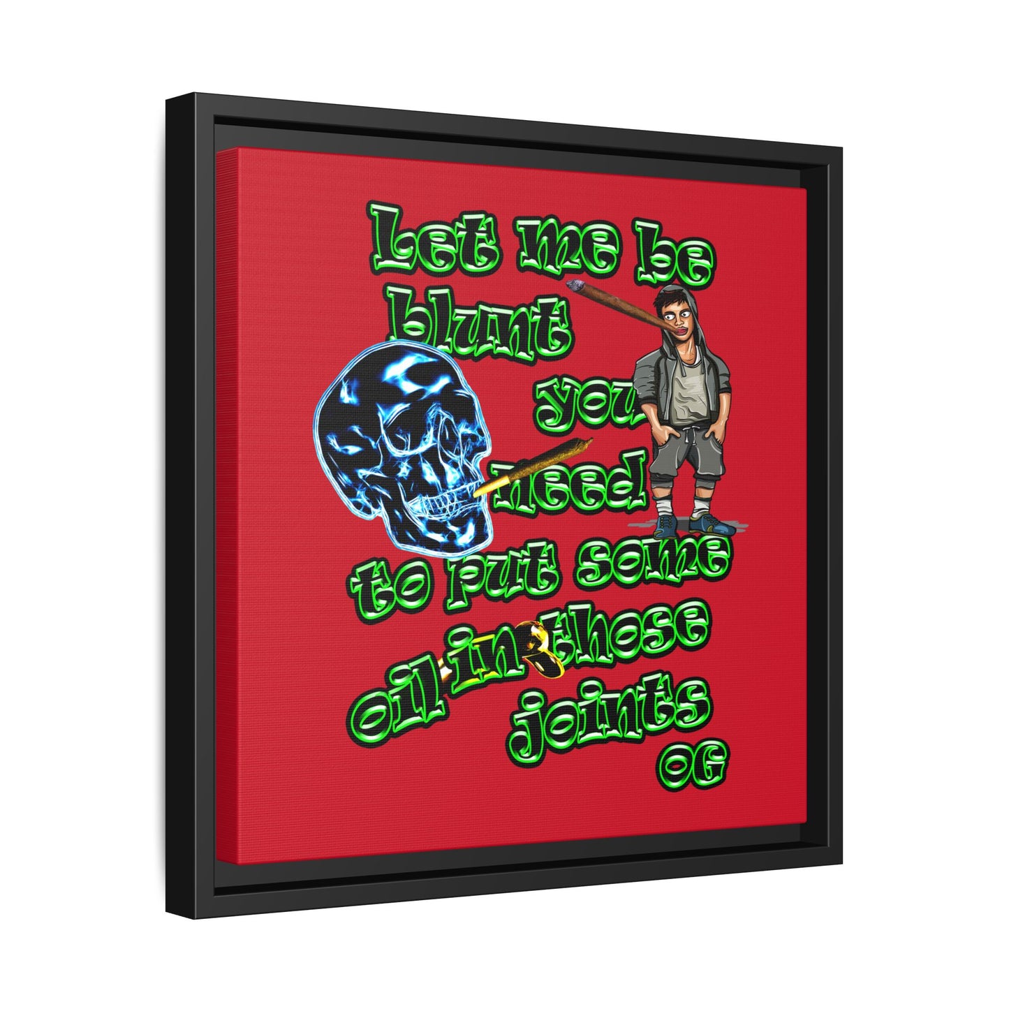 og - framed canvas art (dark red)