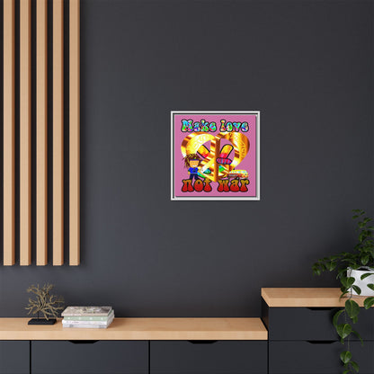 love peace - framed canvas art (light pink)
