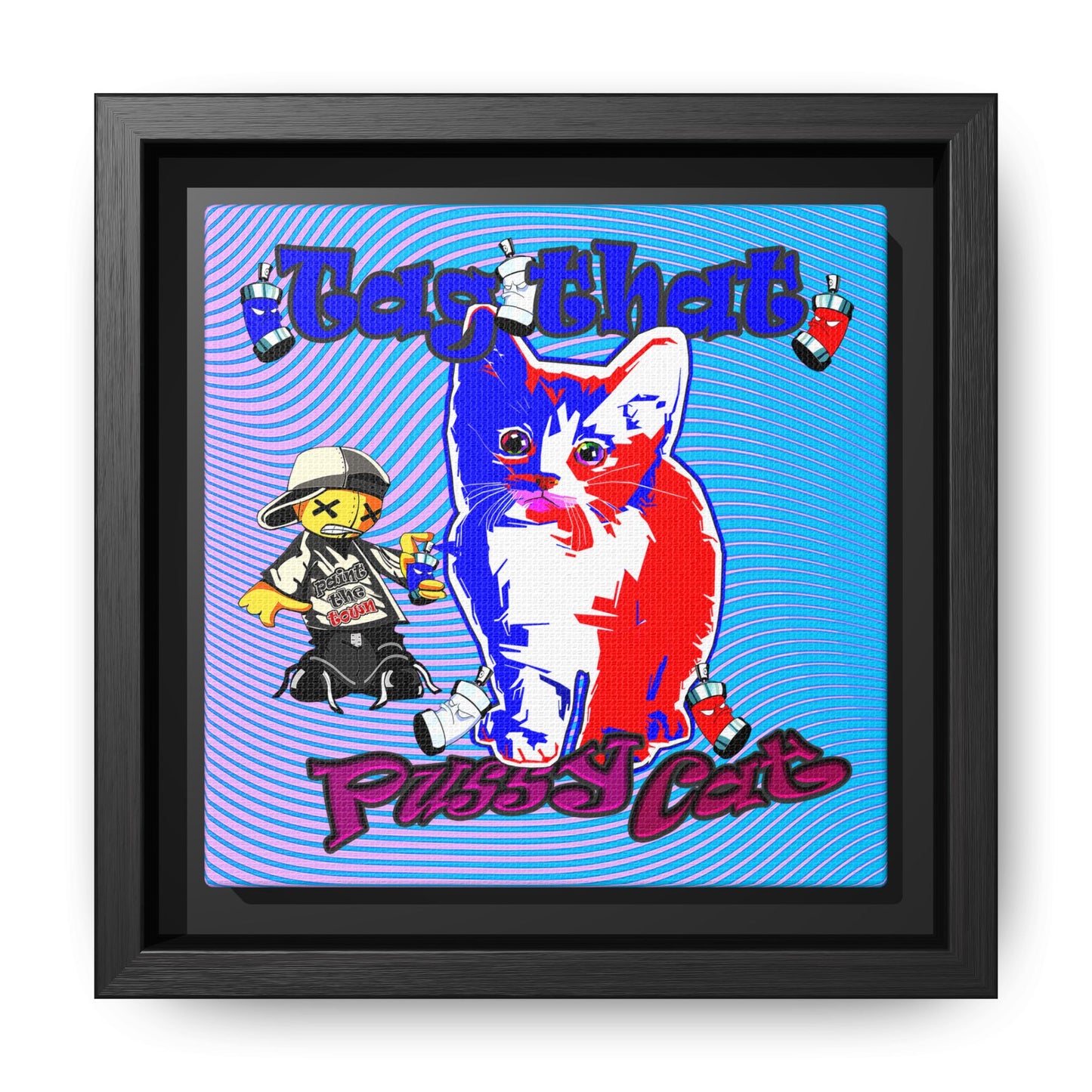tag that - framed canvas art (light blue-purple wave)