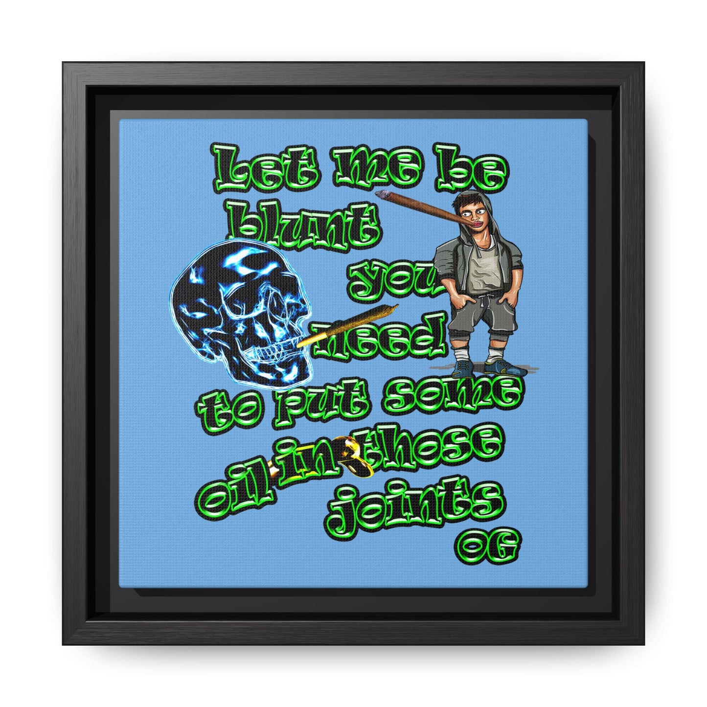 og - framed canvas art (light blue)