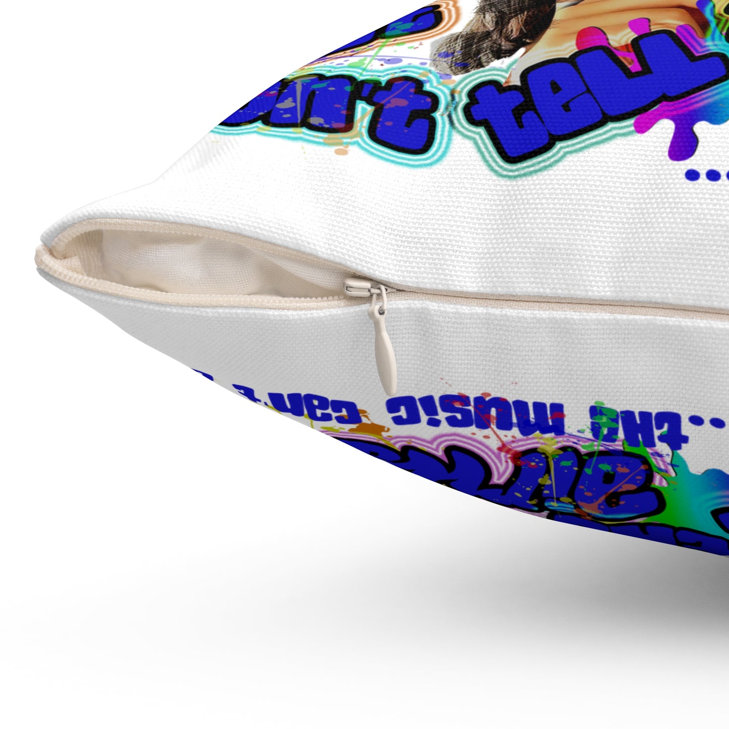 drop the beat - Spun Polyester Square Pillow - (white)