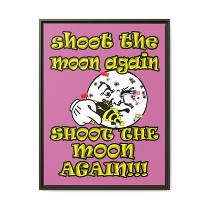 shoot the moon again - framed canvas art (light pink)