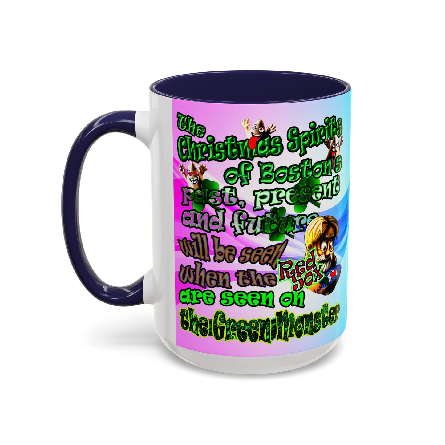 christmas spirits of boston - Accent Mug (light blue-pink wave)
