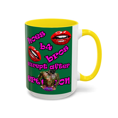 hoes b4 bros - Accent Mug (dark green)