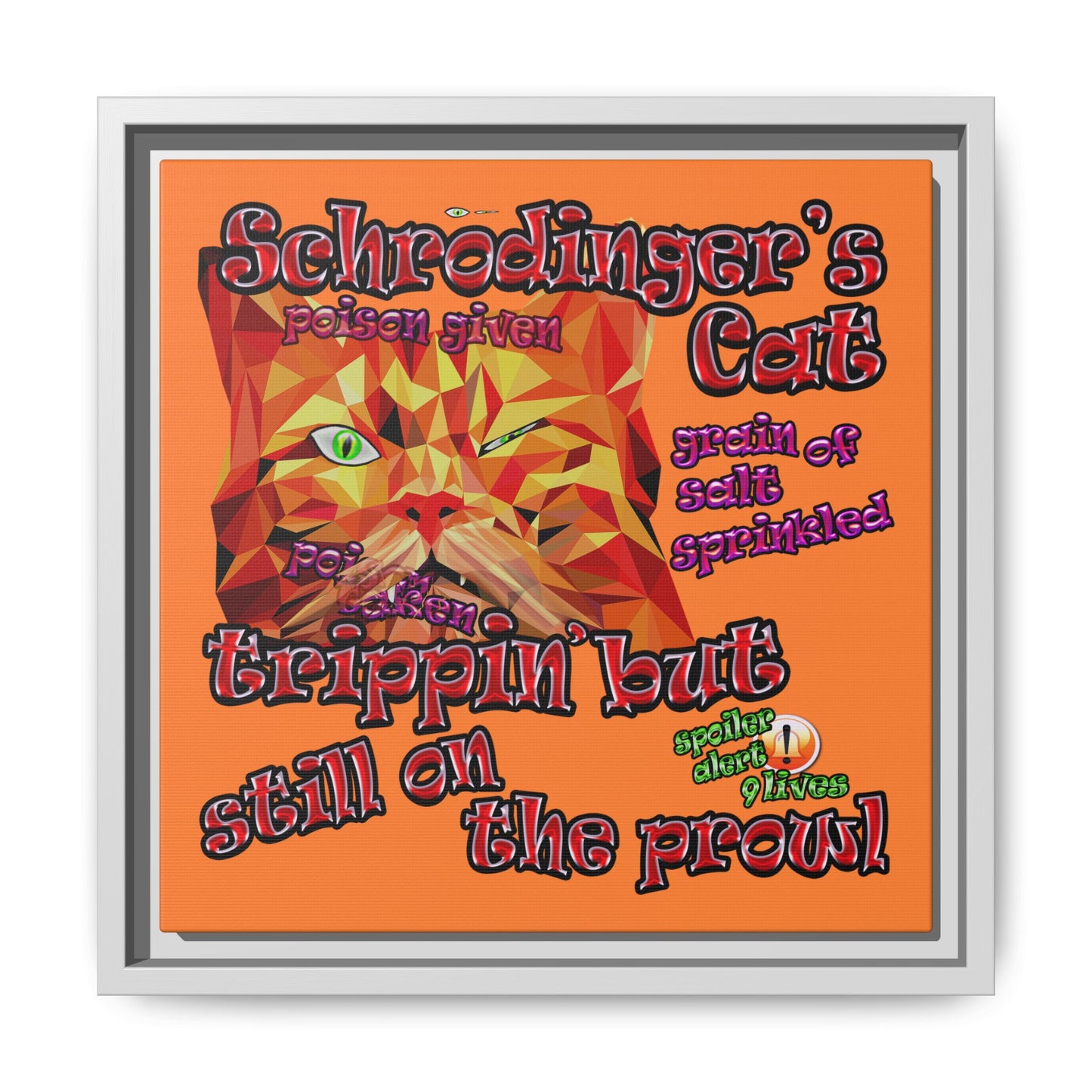 schrodinger's cat - framed canvas art (crusta)