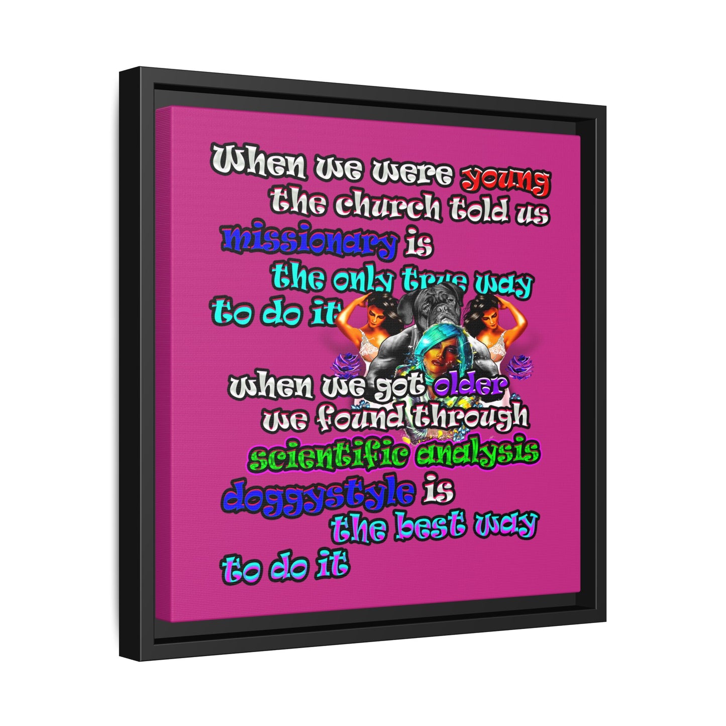 doggystyle - framed canvas art (pink)