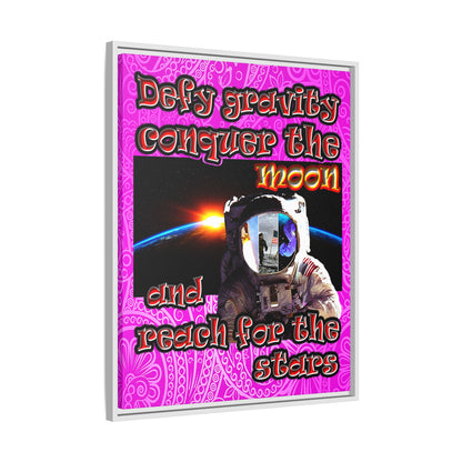 defy conquer reach - framed canvas art (pink swirl)