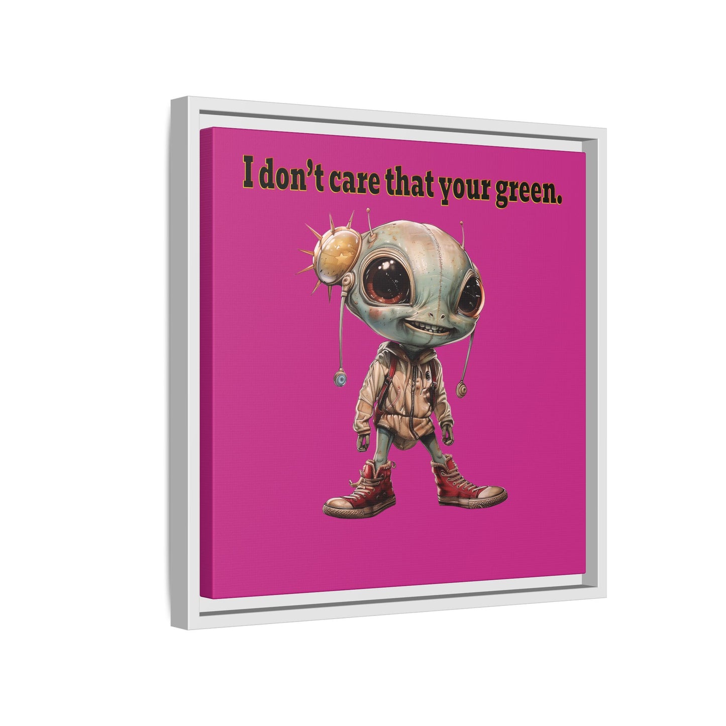 I don't care that your green - framed canvas art (pink)