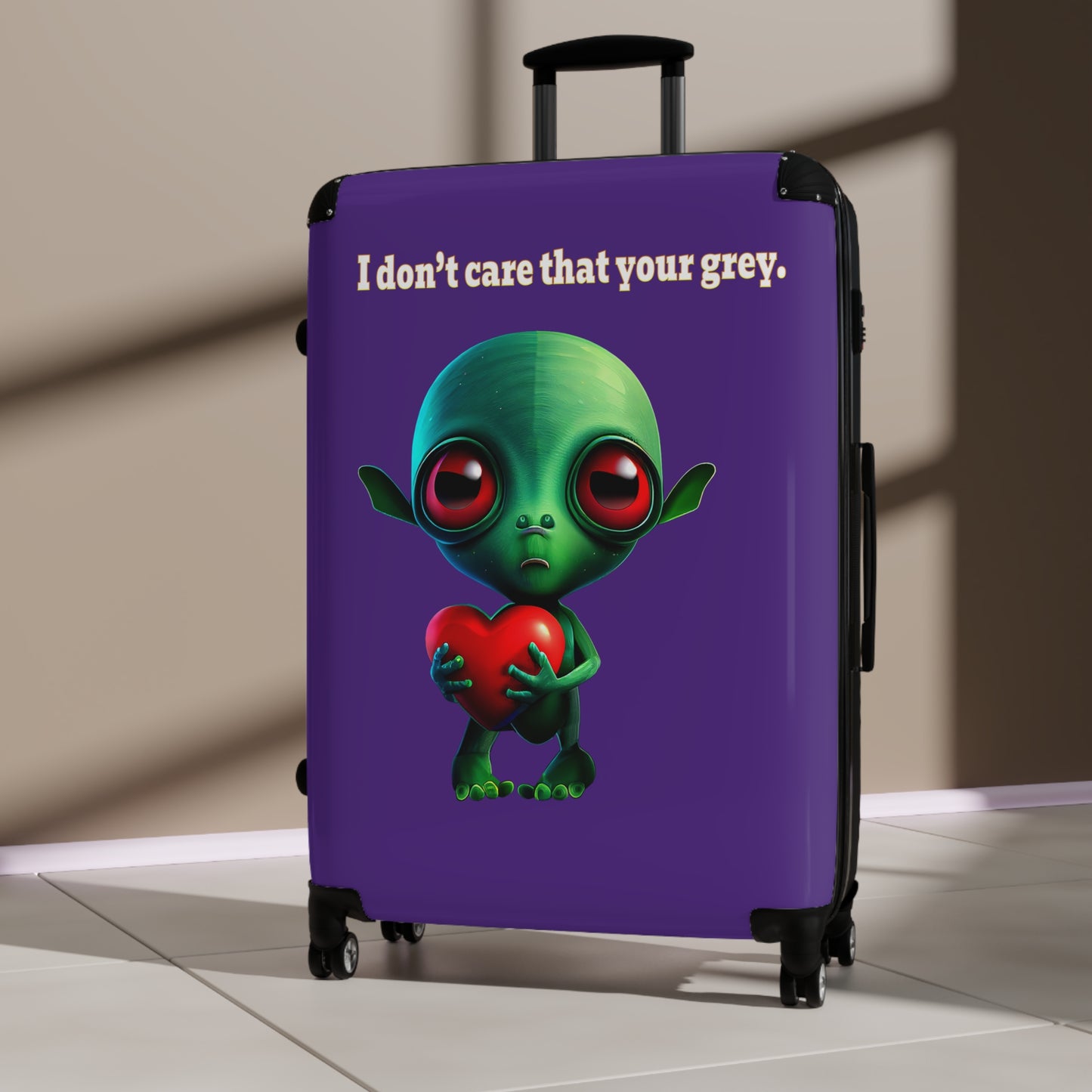 I don't care that your grey - Suitcase (purple)