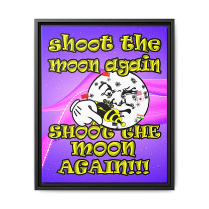 shoot the moon again - framed canvas art (purple-pink wave)