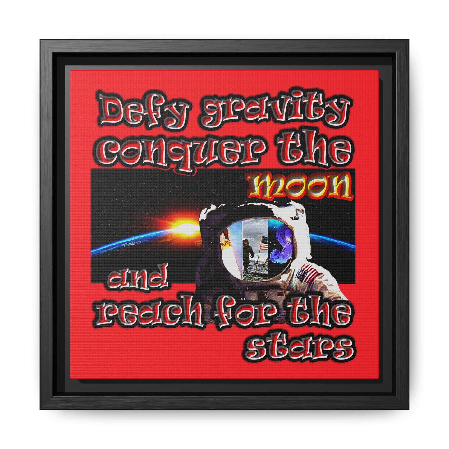 defy conquer reach - framed canvas art (red)