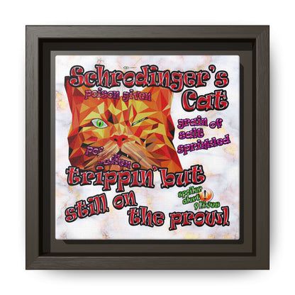 schrodinger's cat - framed canvas art (white marble)