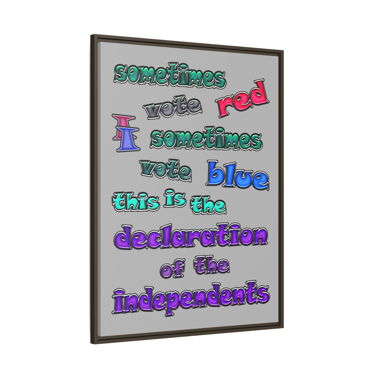 declaration of the independents - framed canvas art (light grey)