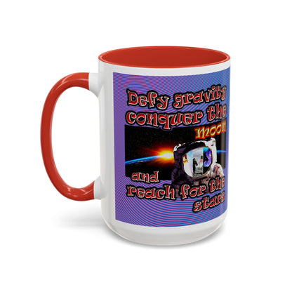 defy conquer reach - Accent Mug (light blue-purple wave)