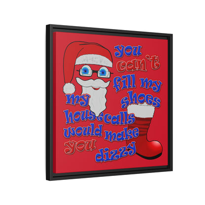 santa's shoes - framed canvas art (dark red)