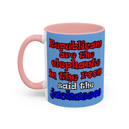 donkeys and elephants - Accent Mug (light blue)