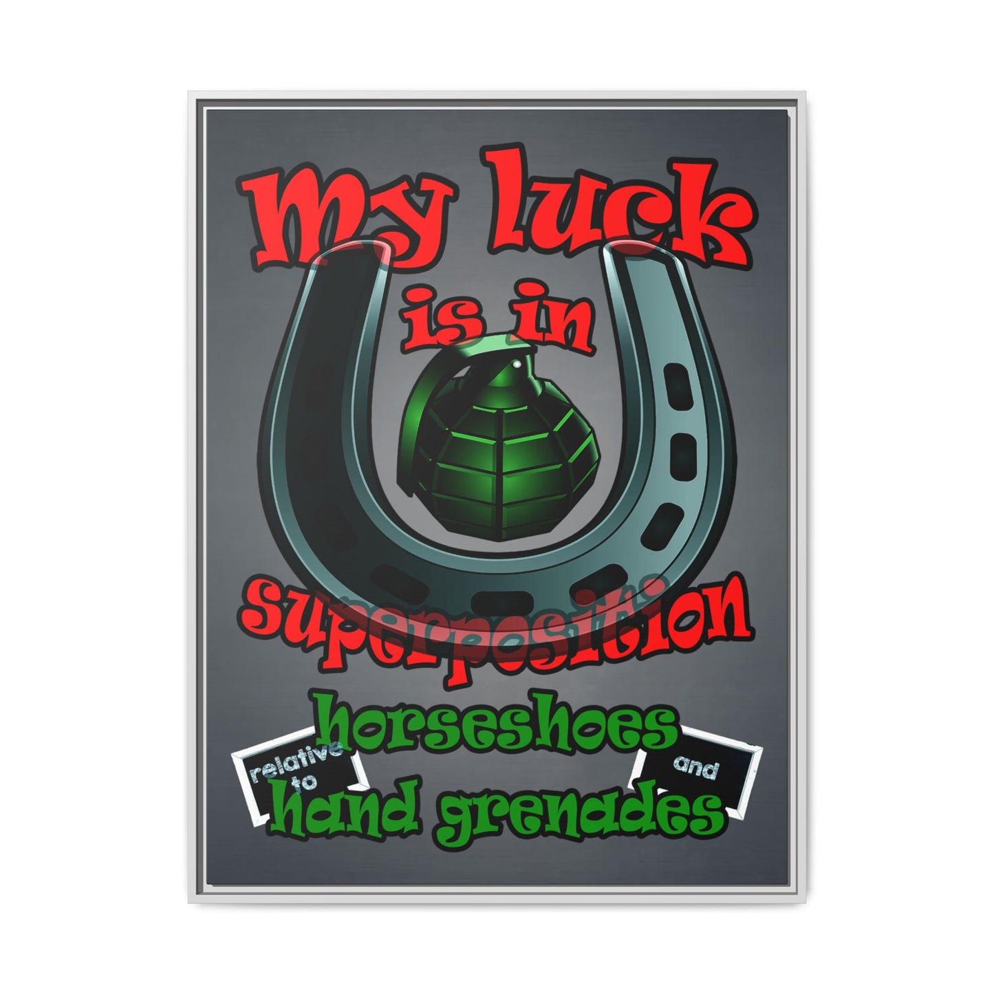 my luck - framed canvas art (grey-light grey)