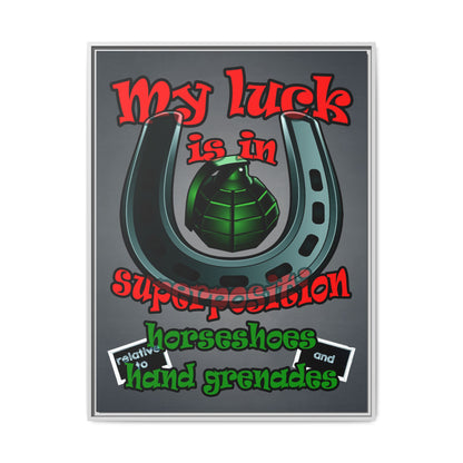 my luck - framed canvas art (grey-light grey)