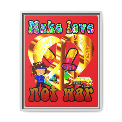love peace - framed canvas art (red)