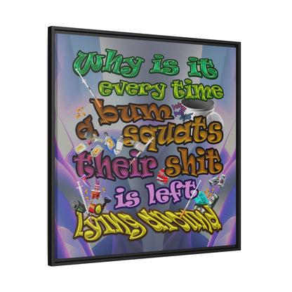 the bum's shit - framed canvas art (grey-pink wave)