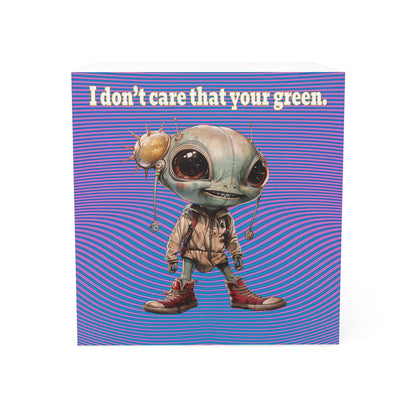 I don't care that your green - note cube (light blue-purple wave)