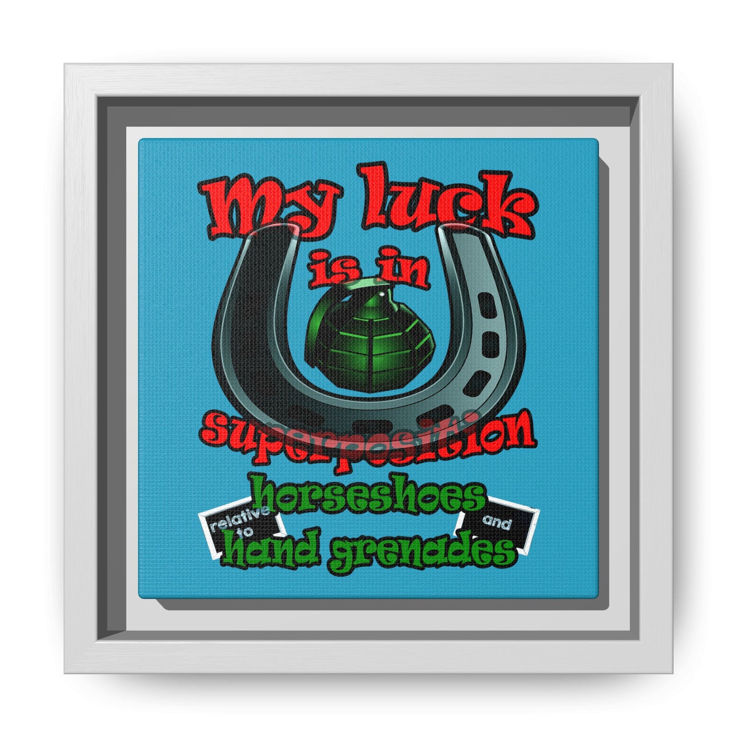 my luck - framed canvas art (turquoise)