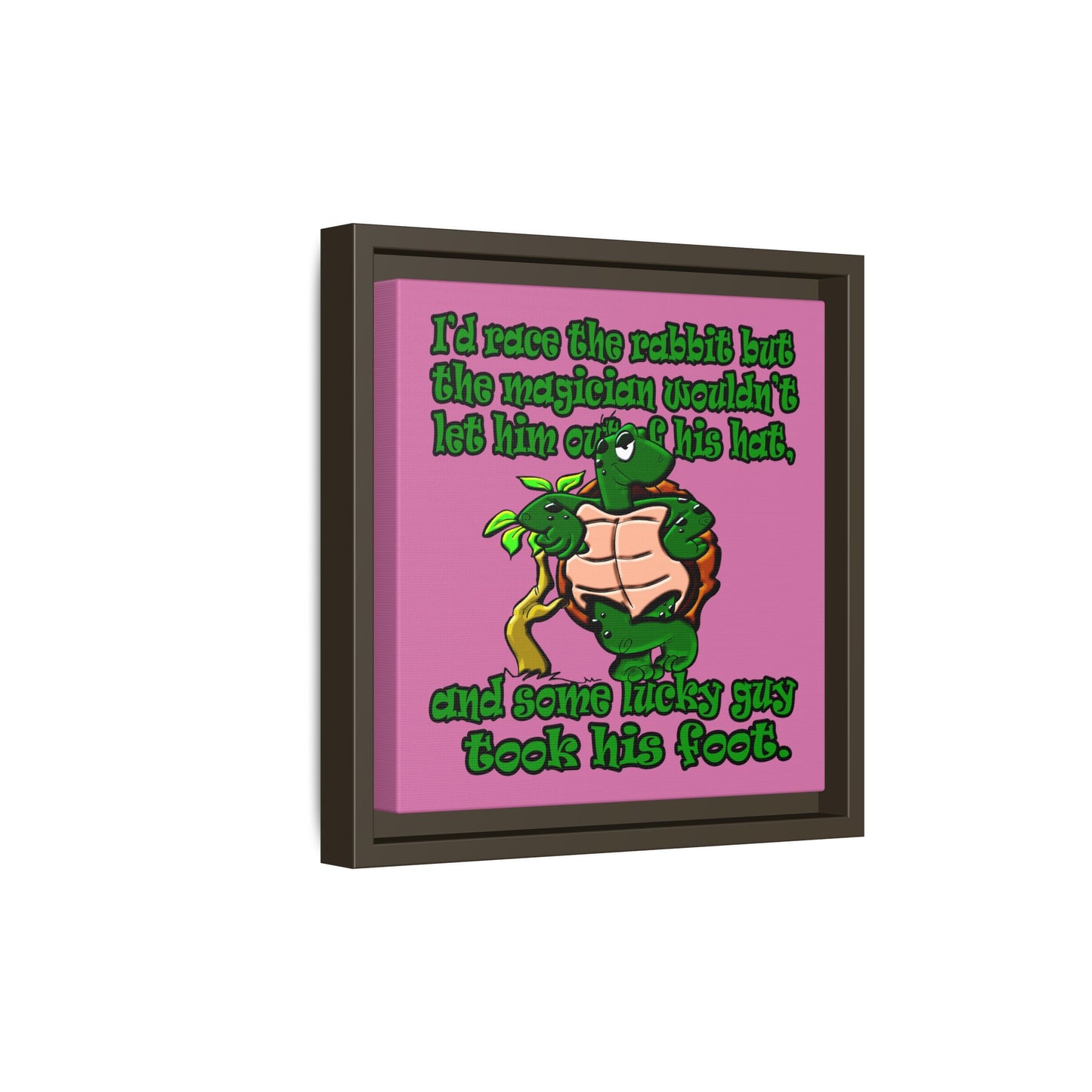 turtle race - framed canvas art (light pink)