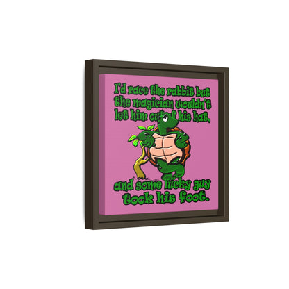turtle race - framed canvas art (light pink)