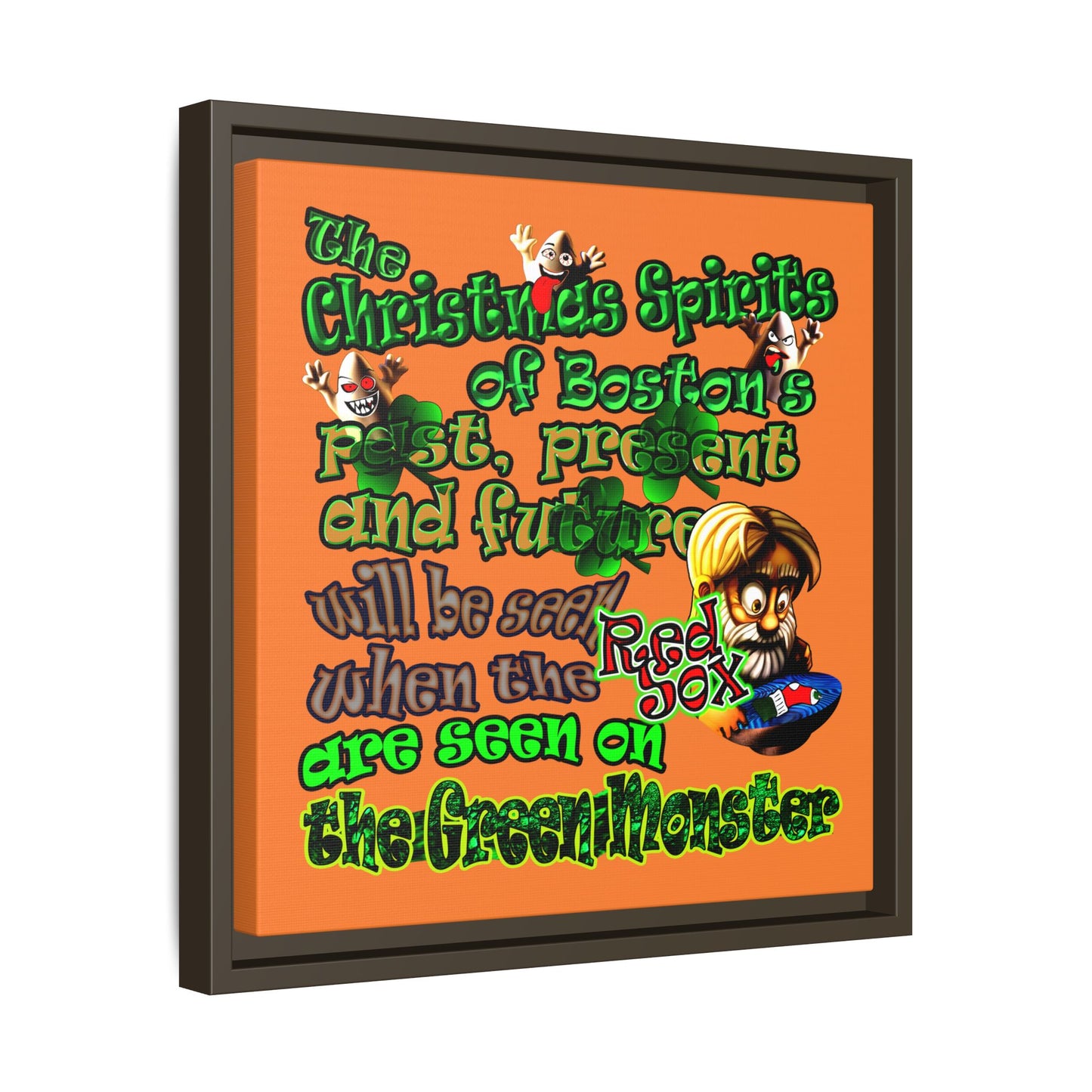 christmas spirits of boston - framed canvas art (crusta)