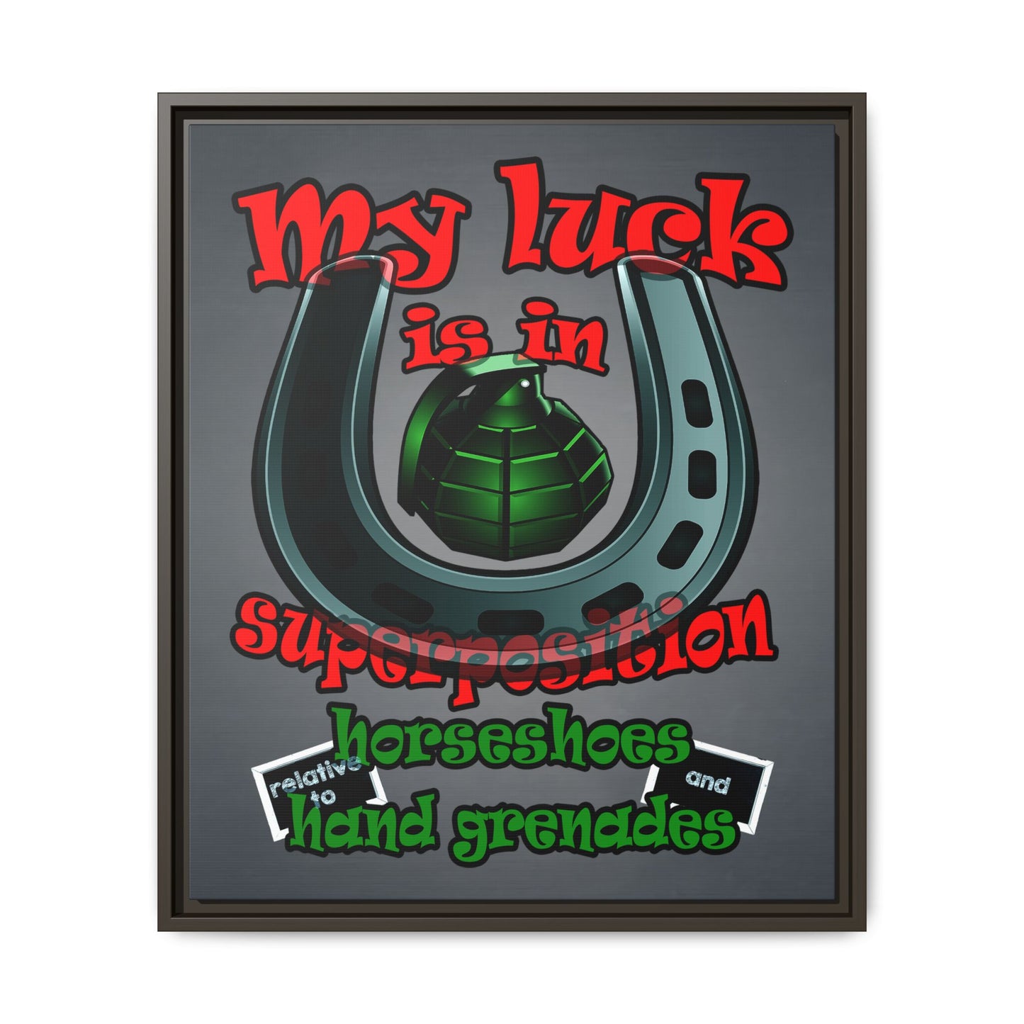 my luck - framed canvas art (grey-light grey)