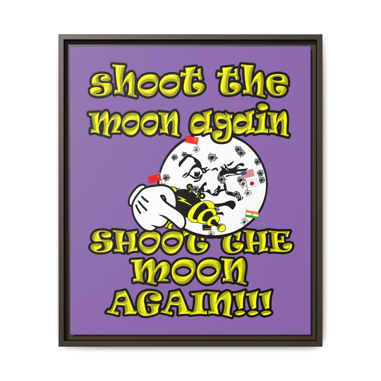 shoot the moon again - framed canvas art (light purple)