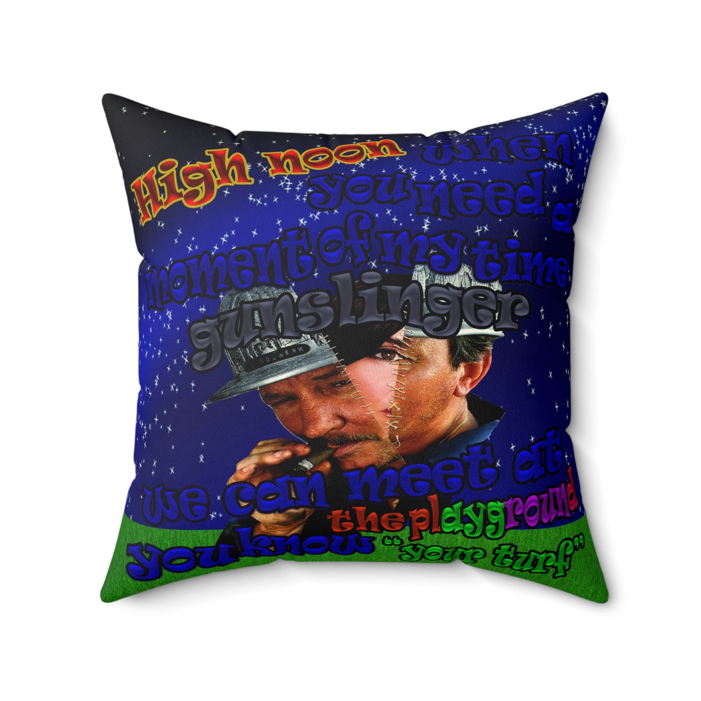 high noon - Faux Suede Square Pillow - ('snoops' background)