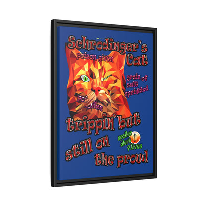 schrodinger's cat - framed canvas art (dark blue)