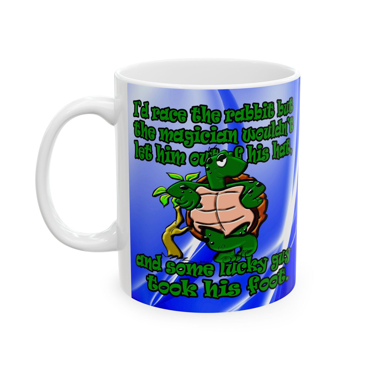 turtle race - White Mug (blue-white wave)