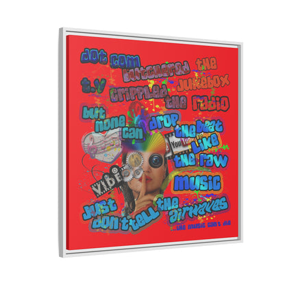 drop the beat - framed canvas art (red)