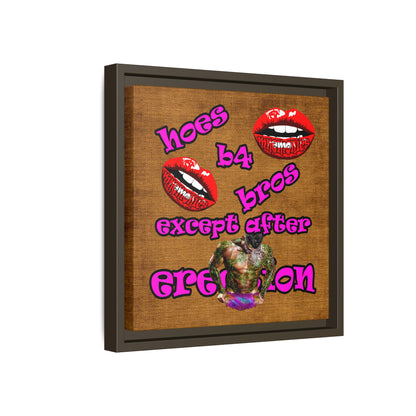hoes b4 bros - framed canvas art (brown papyrus)
