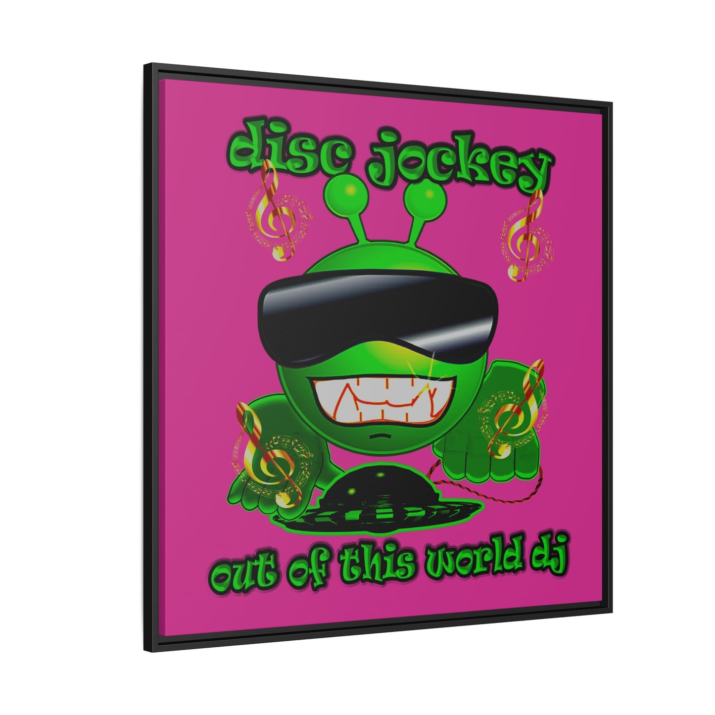disc jockey - framed canvas art (pink)