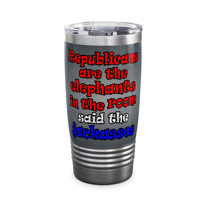 donkeys and elephants - Ringneck Tumbler, 20oz (grey-light grey)