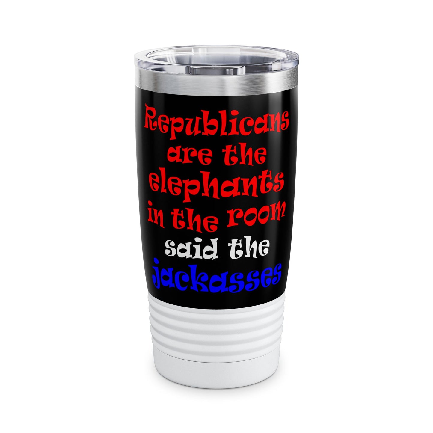 donkeys and elephants - Ringneck Tumbler, 20oz (black)